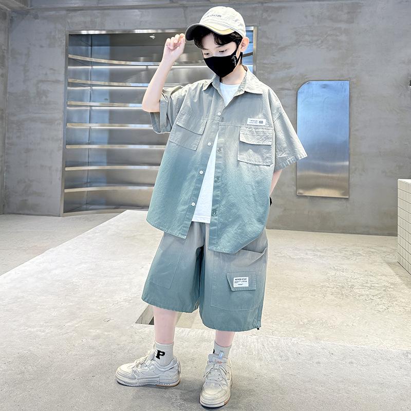 

Модный летний комплект для мальчиков 2025 с коротким рукавом - Крутой и стильный костюм-двойка 160 cm синий