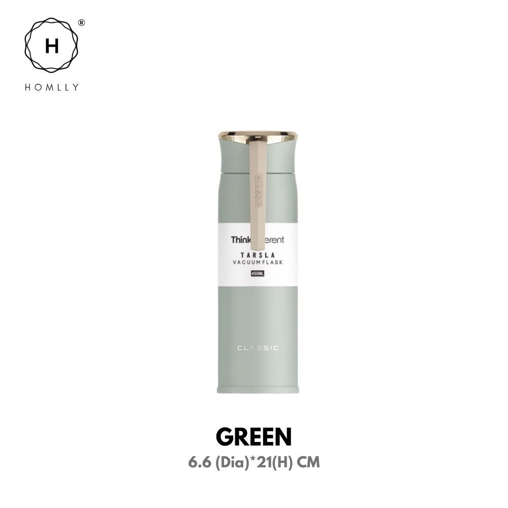 

Homlly Tarsla Double Insulated Travel Tumbler Gold Cap (450ml) зелений