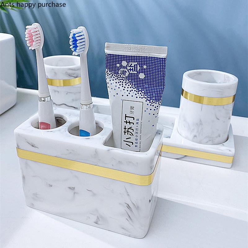 Σετ Μπάνιου Ρητίνης Είδη Τουαλέτας Επιτραπέζιο Σετ Πλυσίματος Σαπουνοθήκη Κύπελλο Στοματικού Διαλύματος Θήκη Οδοντόβουρτσας Μπουκάλι Λοσιόν Κύπελλο Αποθήκευσης Δίσκος Αποθήκευσης