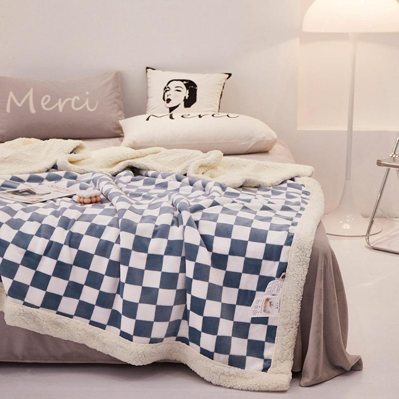 

2025 Новое одеяло-покрывало из овечьей шерсти с принтом в клетку, серия одеял 100x150cm
