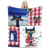 Мультяшное одеяло Sun Pete The Cat Фланелевое покрывало для самолета Путешествия Персонализированное Мягкое Теплое Постельное белье
