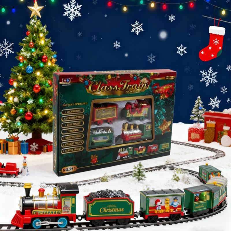 New Electric Train Set Mini Santa Claus Rail Car Toy Creative Christmas Tree Decoration Train Kids Toy Christmas Gift