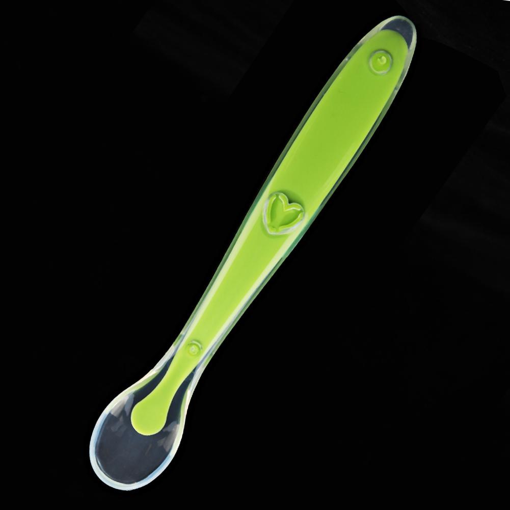 2PCS/Set Silicone  Soft Tip Spoons for Babies Over 4 Months Old with Box (Green and Pink)