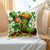 1pc Irish Good Luck Cushion Cover Suitable for St. Patrick's Day, Leprechaun & Pot of Pillowcase with Zippered Closure, Double-Sided Soft Cover for So