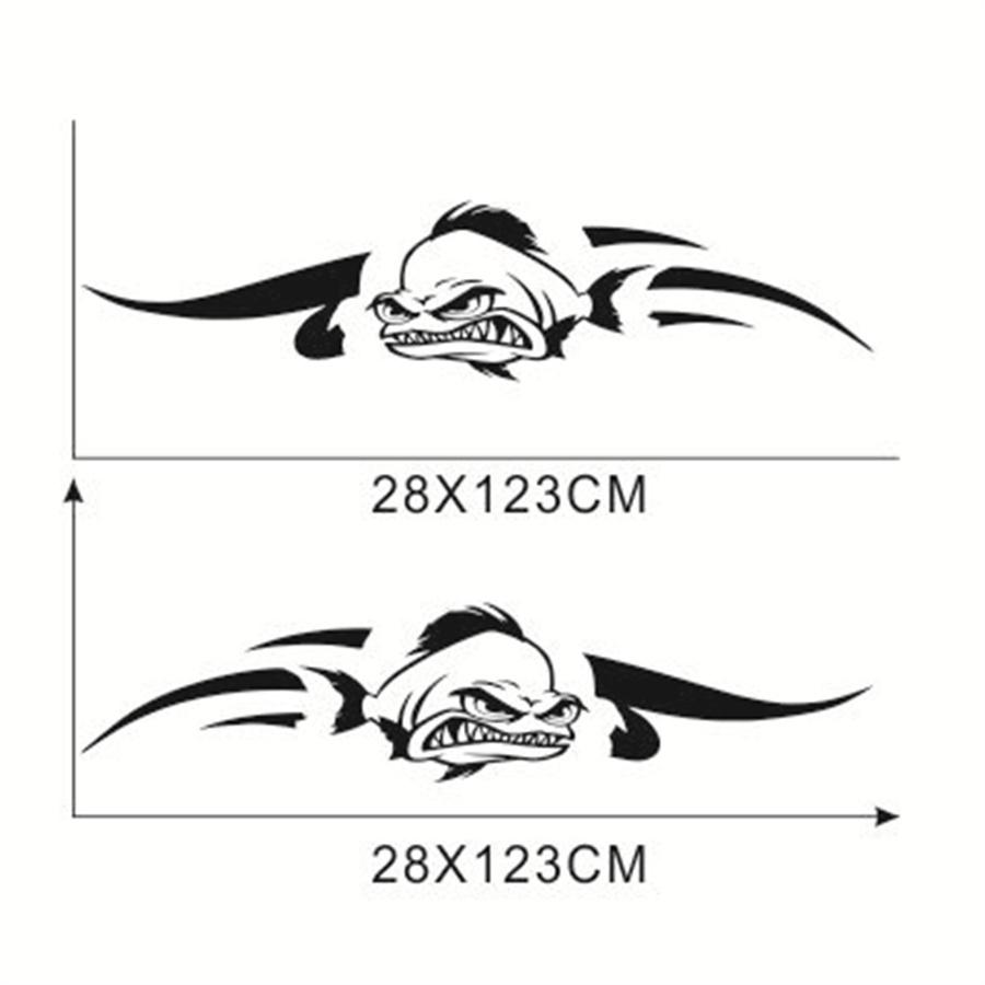 28cm*123cm Boat Marine Body Fish Pattern Graphics Decal Sticker Waterproof Black