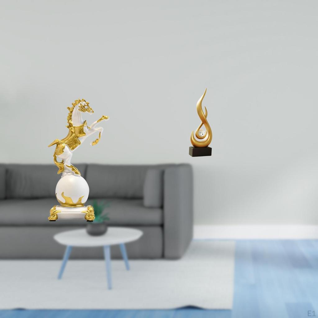 Modern Horse Flame Figurine Sculpture Abstract Animal Resin Art Tabletop Ornament for Bedroom Living