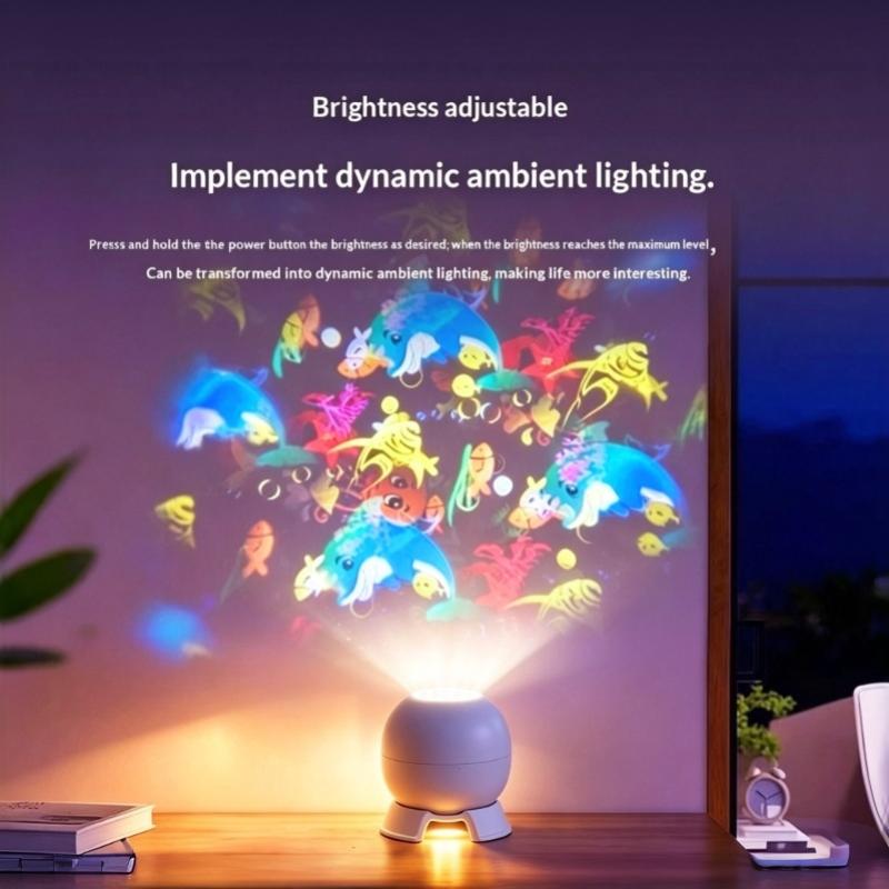 LED Ocean Projector Night Light 360° Rotating Dynamic Ambient Lamp Wide Coverage for Large Room Party Decor