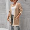 Women Winter Wool Cardigan Solid Patchwork Jacket Sweater Long Loose Thick Coat Cardigan
