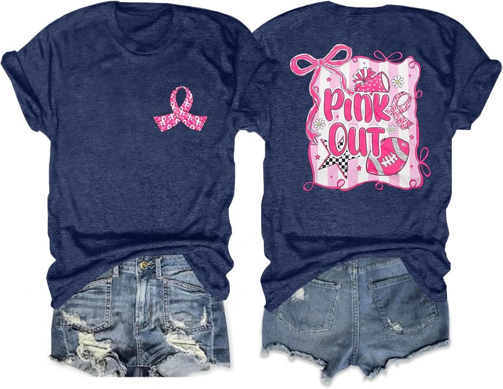 TXBreast Cancer Shirts for Women "I AM A SURVIVOR" Vintage Breast Cancer Awareness T-shirts
