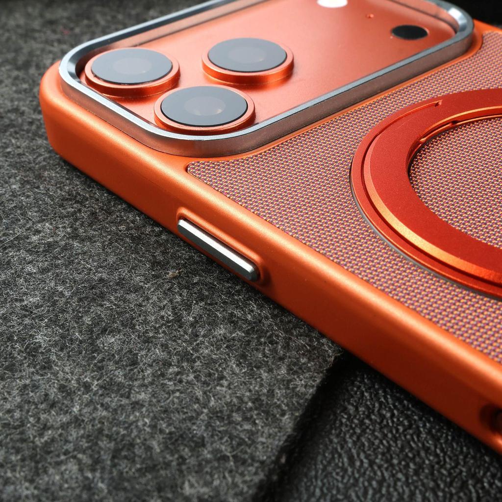 iPhone 17 Tech Fabric Magnetic Stand Case, Solid Color, 360° Rotating for Apple 16 Pro Max