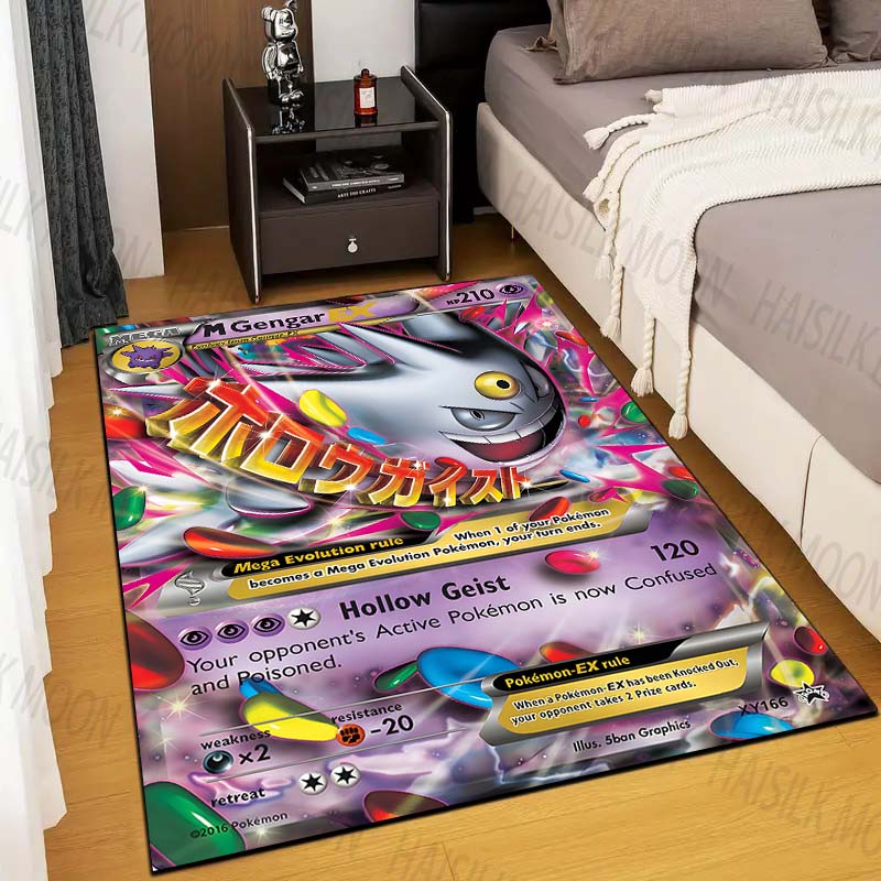 1PC Gengar Pokémon Cards Print Rug Carpet for Living Room Children Bedroom Mat Sofa Doormat Floor Rug Home Decor Anti Slip Mat