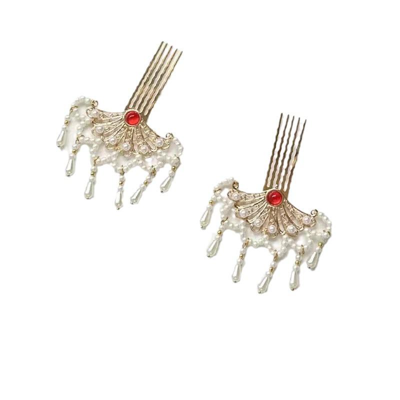 Pearl Hairpin with Tassel: Retro Hanfu Headdress In Ancient Tang-Ming Style