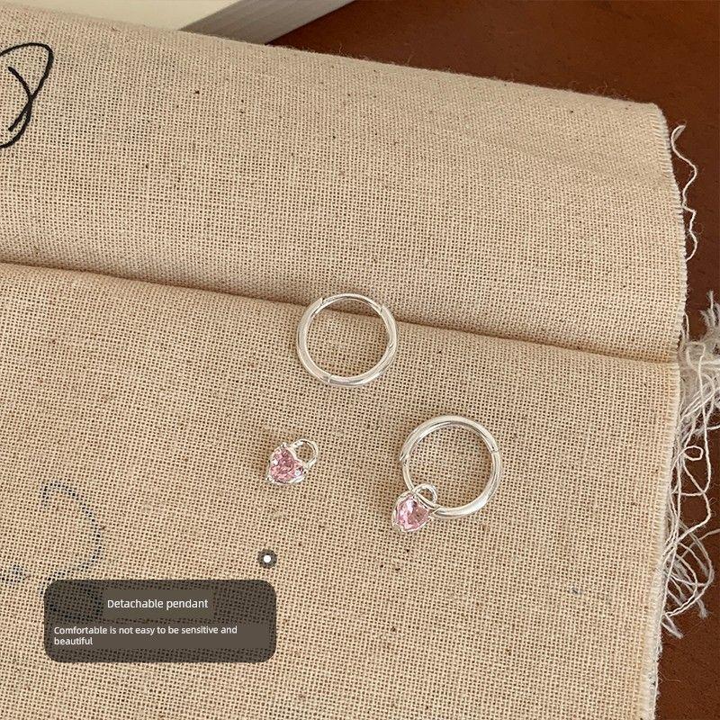 

For the Evening S999 Sterling Silver Women s Small Exquisite Student Ear Stud s925 sterling silver pink Heart ear buckle