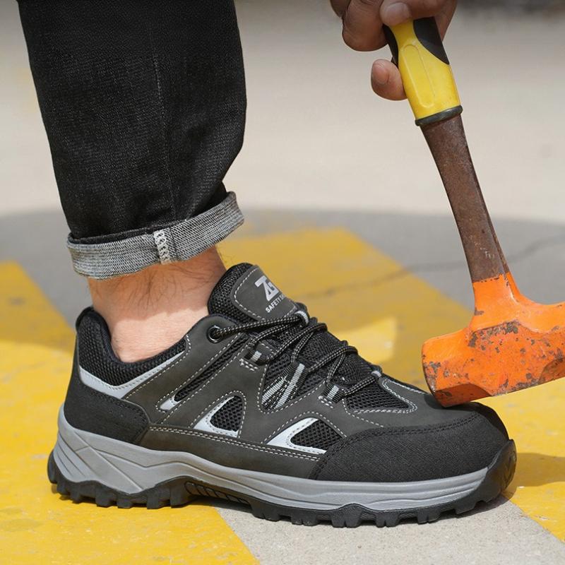 Fashion Steel Toe Safety Shoes Men Work Safety Boots Lightweight Breathable Comfortable Sneakers Men Boots Slip-resistant Sneakers