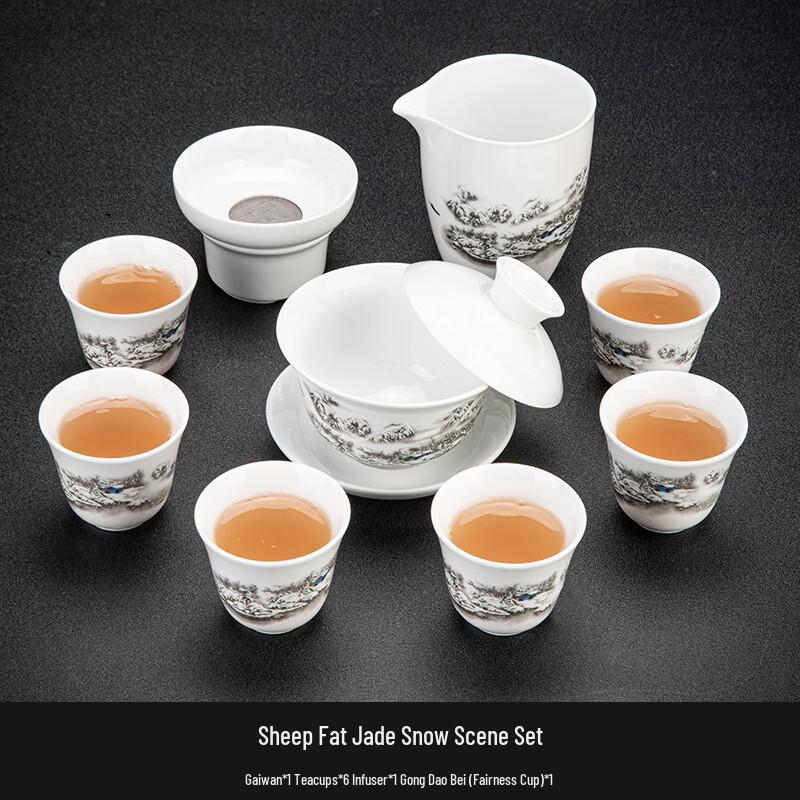 Chaxun Yangzhi Jade Porcelain Gongfu Tea Set