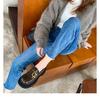 Sheepskin Grape Mother Same Noble Gold Buckle Platform Loafers Women's Leather Round Head British Lazy Thick Heel Small Leather Shoes