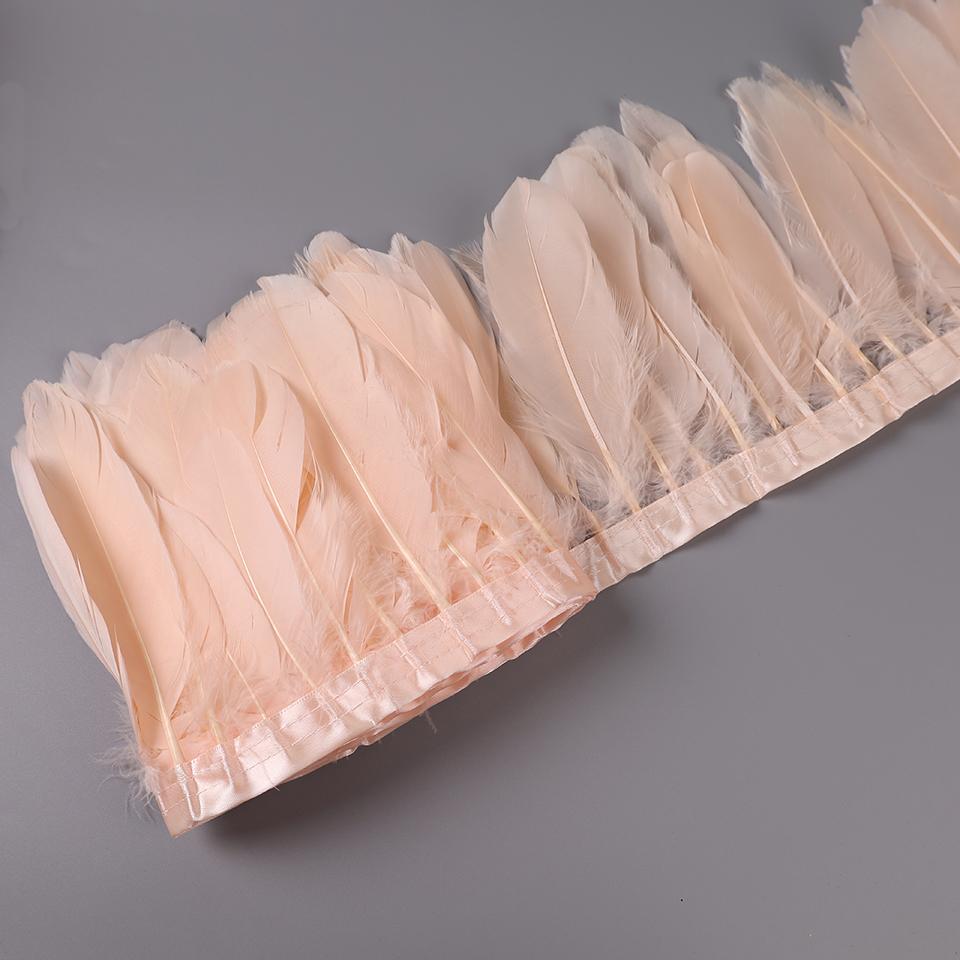 2M Natural Dyed Goose Feather Trims Real Geese Duck Feathers Fringe Ribbons For Handmade Crafts Pumas Wedding Accessories