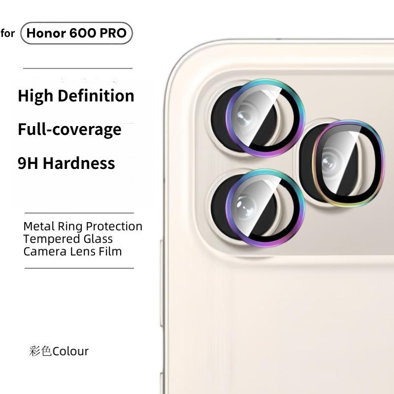 HD Eagle‑Eye Metal Alloy Ring Tempered Glass Camera Lens Protector For Honor 600 Pro 600 Lite Full‑Coverage Anti‑Scratch Cover