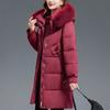 Middle Age Woman Winter Long Coats Hooded Faux Fur Collar Casual Thick Warm Parkas Women's Jackets
