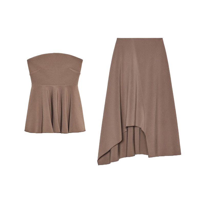 Short Skirt Crepe Tube Top Casual Comfortable Top 3641004 Crepe Asymmetric Midi Dress 3641005