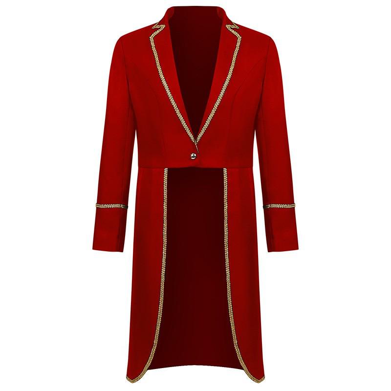 

2026 Men s Spring/Autumn Medieval Retro Red Swallowtail Coat Two-Piece Prom Suit 2XL