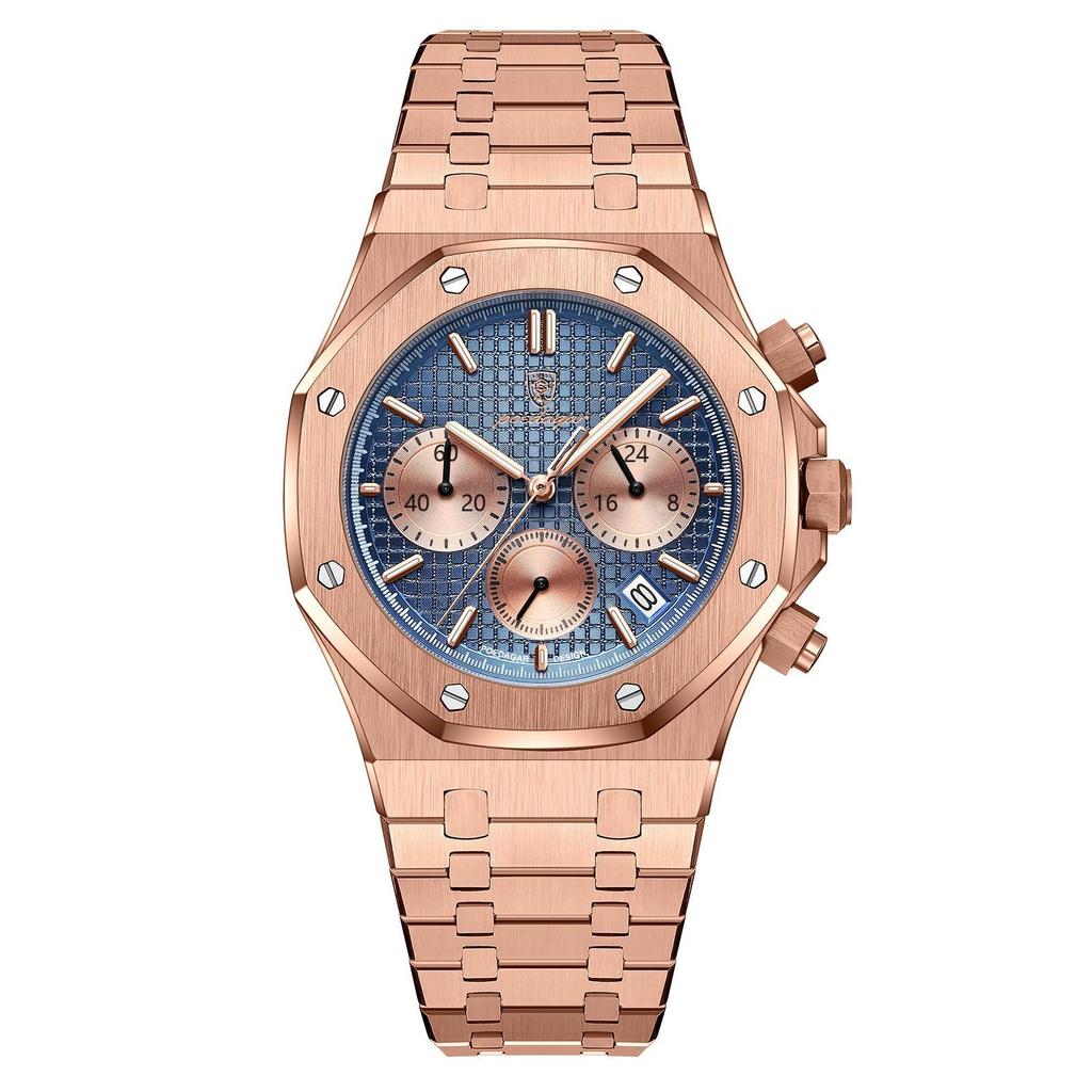 Fashion Man Wristwatch Waterproof Stainless Steel Luminous Men Watch Chronograph Date Luxury Quartz Men's Watches