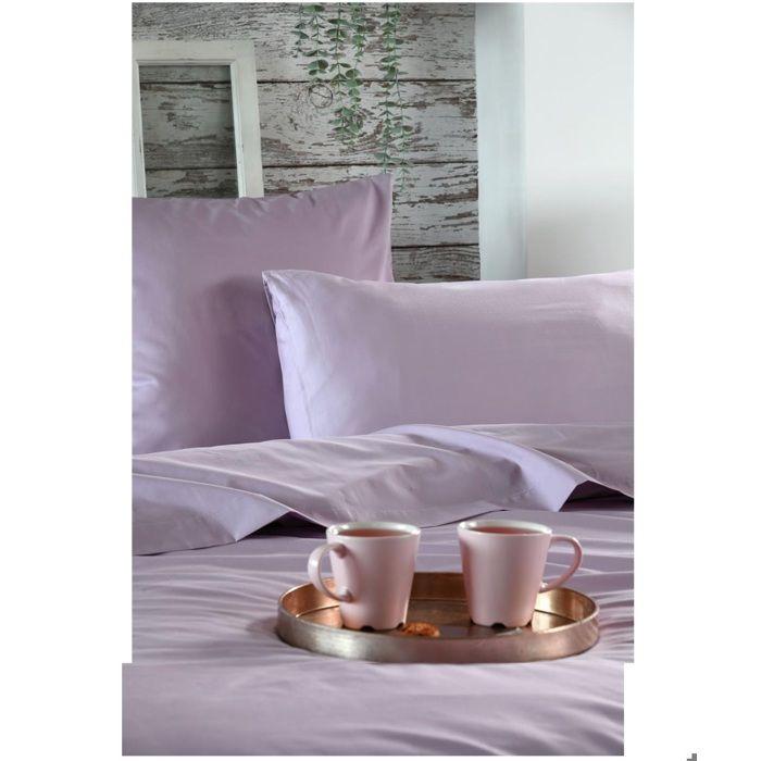 1 Taie de traversin percale de coton uni 45 x 185 cm Elysee violet