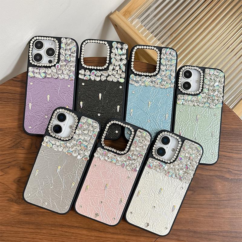 Leather Luxury Rhinestone Mobile Phone Case Is Suitable For Apple 17 Giant Good-Looking 14 Women'S Iphone16Promax Personality 15.