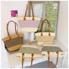 Stylish Large Capacity Striped Woven Beach Tote with Custom Logo