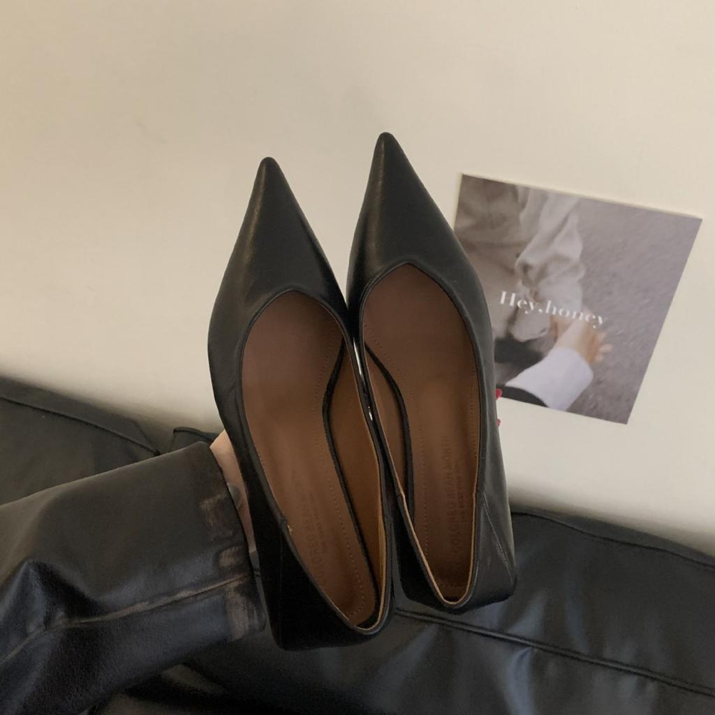 2025 new pointed simple light mouth stiletto high heel single shoes one pedal fashionable soft sole commuter single shoes women