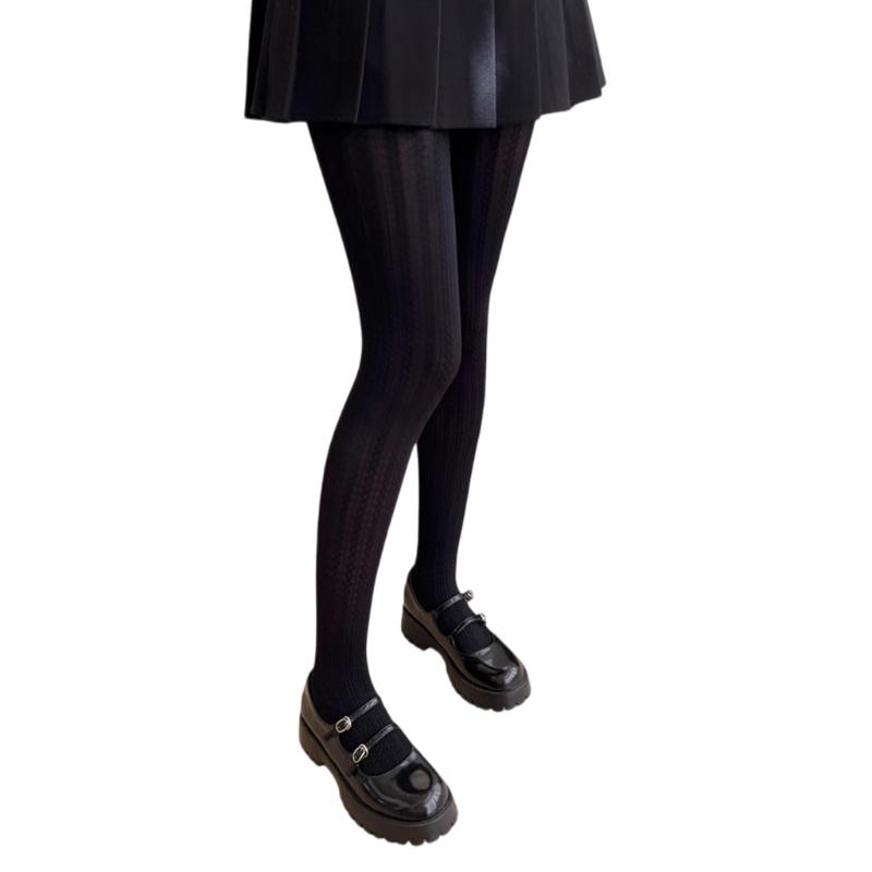 Elegant Slimming Embossed Twisted Pattern Tights Soft Women s Legwear Hosiery Solid Color Opaque Medium Footed Pantyhose
