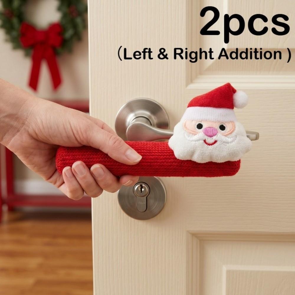 Love Heart Christmas Door Handle Covers Santa Claus Christmas Decorations Bathroom Door