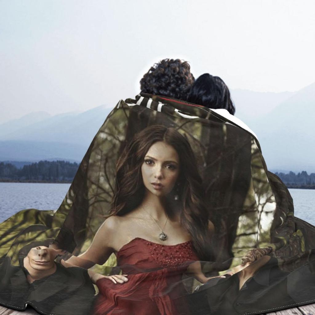 The Vampire Diaries Damon Salvatore Blanket Soft Warm Flannel Throw Blanket Bedding for Bed Living room Picnic Travel Home Couch