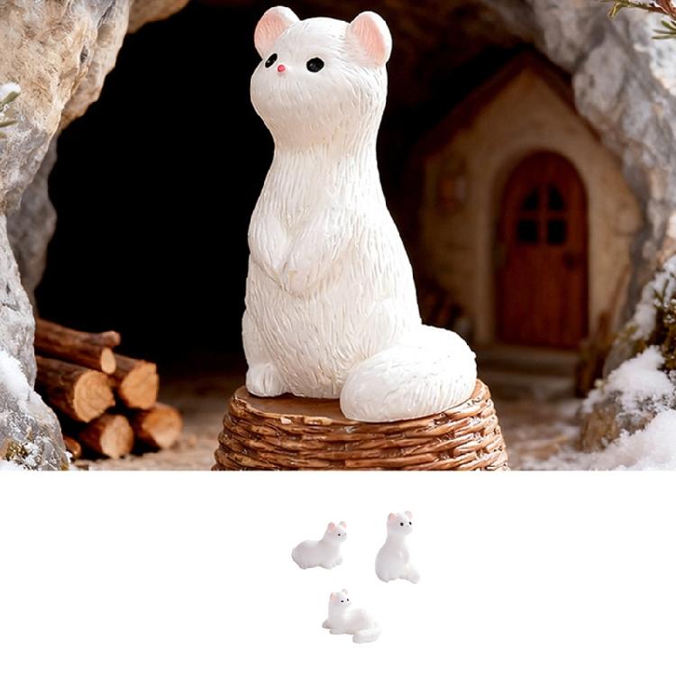 Small Scene Animal Figure Set of 3 for Desktop and Shelf Styling, Three Pose Display Accent for Windowsill Placement and Home Corner