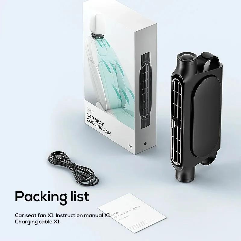 Portable Car Headrest Cooling Air Fan 3 Speeds 3000mAh Battery Rear Headrest Adjustable Dual Fan Summer Car Interior Accessories