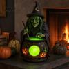 Witch Lantern Decoration Halloween Gothic Lantern, Resin Tabletop Decor with Warm Glow, Spooky Centerpiece Decorative for Shelf Desk