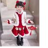Girls' Winter New Year Hanfu: Fleece-lined Chinese Style Tang Suit for Toddlers and Children.