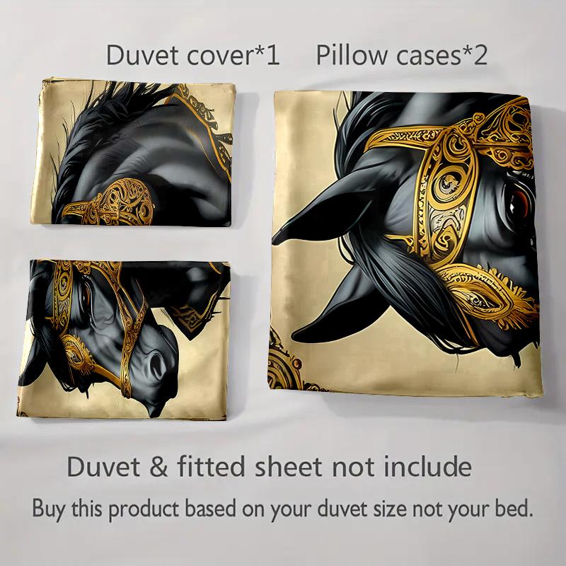 Elegant Black Horse. Bedding Duvet Cover Sets Duvet Covers Pillowcases Gifts (1 * Duvet Cover 2 * Pillowcases, Without Duvet Insert)
