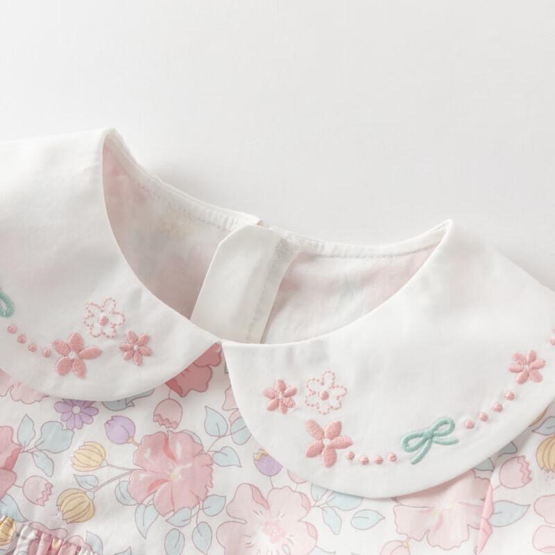 DAVE & BELLA Girls' Floral Print Cotton A-line Dress