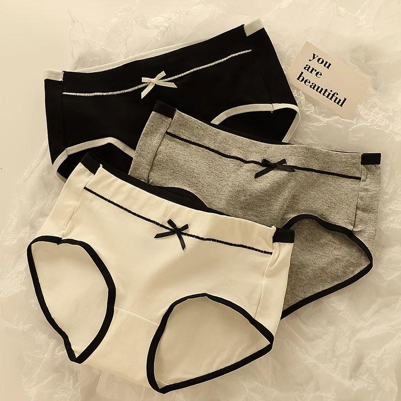 

3 шт. Женское дышащее нижнее белье из чистого хлопка, с полностью хлопковой ластовицей, с утягивающим поясом, для студенток 60-70kg&3pcs