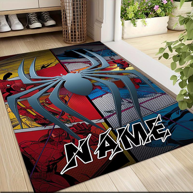 Custom Name Spider-Man Comic Artwork Carpet Rug Customizable Soft Washable Anti-Slip Home Living Room Sofa Mats Personalized Rug. 09097