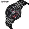 Sanda Men's Creative Wheel Quartz Watch - Trendy Rotating Waterproof Wristwatch