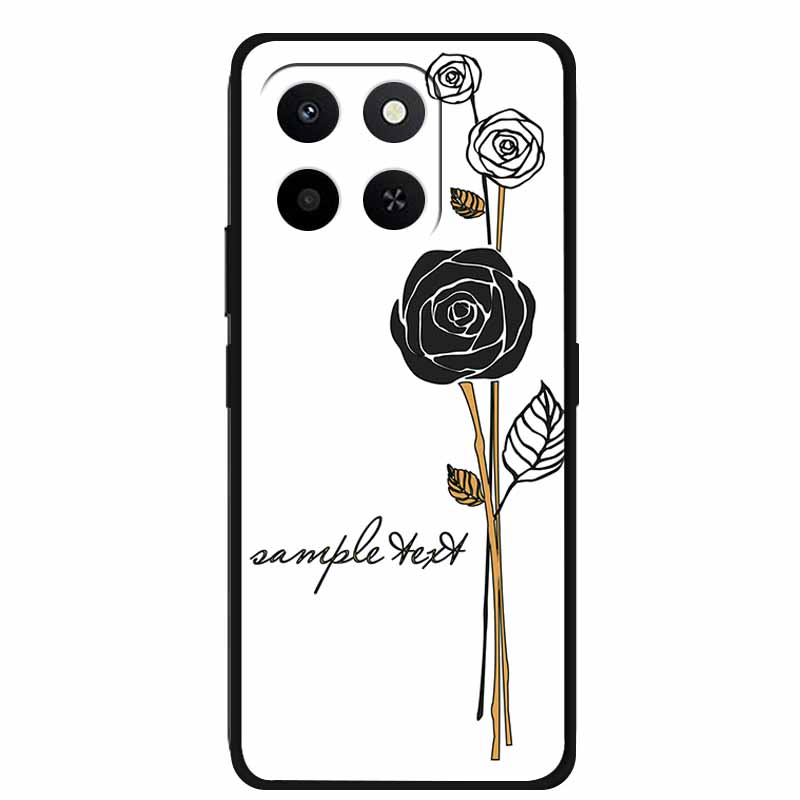 3D Case For Honor X7d 5G Case X 7 d Coque 6.77" Emboss Flowers Black Silicone Soft Back Cover For Honor X7d 4G Cases Shell Funda