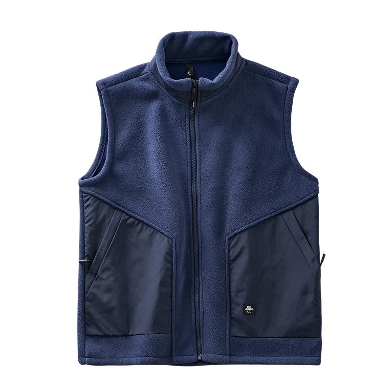 Men's Fleece Vest Winter Sleeveless Warm Stand Collar Jackets Basic Men's Chlothing