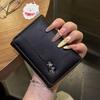 Korean Simple Love Bow Short Wallet Female Cute Large Capacity Card Holder Girl Heart Multi-card Slot Document Bag Gift