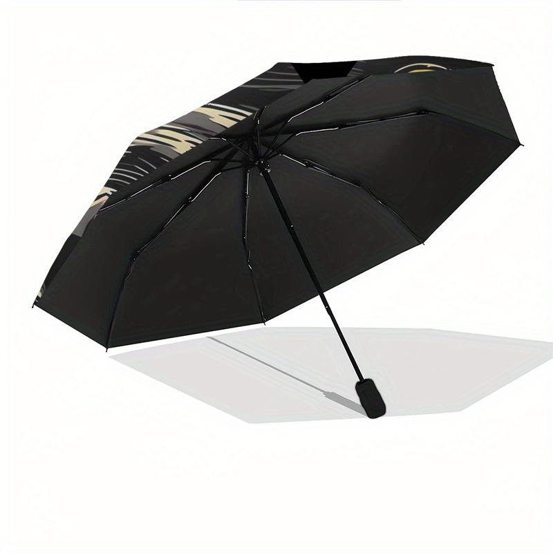 Starry Night Cat Automatic Folding Umbrella  8 Ribs, Durable Iron Frame, Bright Color Pattern Compact Travel Umbrella, Suitable for Outdoor,