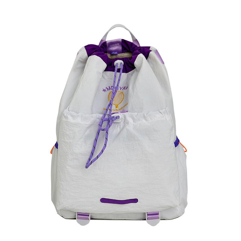 Simple Backpack With Badminton Racket Embroidery And Drawstring Design Daily For