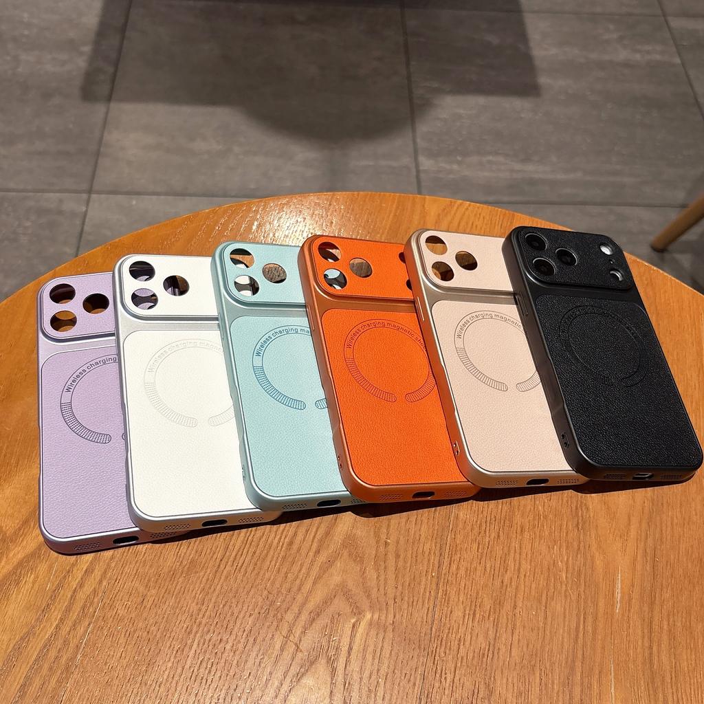 Luxury For Magsafe Lychee Leather Texture Case For iPhone 17 Air 16 15 14 13 12 11 Plus Pro Max Magnetic Matte Protection Cover