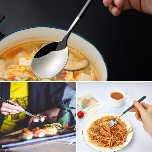 KALOLINNA 3-Piece Stainless Steel Cutlery Set with Chopsticks, Spoon, and Fork, Includes Case, Lightweight and Portable for Commuting, School, Field T