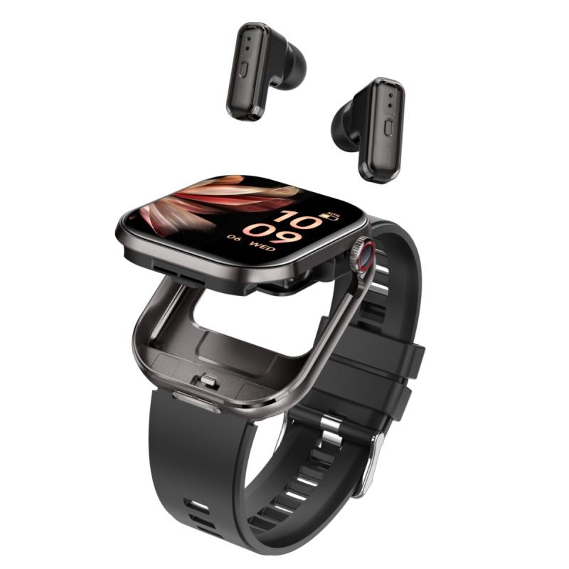 Rainbuvvy T99 TWS Smartwatch Wireless Earbuds 2.02inches IPS 320x385 BT5.0 Bluetooth Call IP67 Waterproof Smart Bracelet 300mAh Support Multi-language